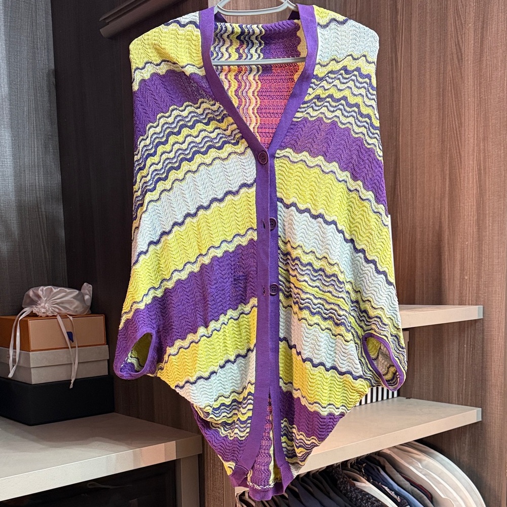 BCBGMaxAzria Purple Yellow White Tunic